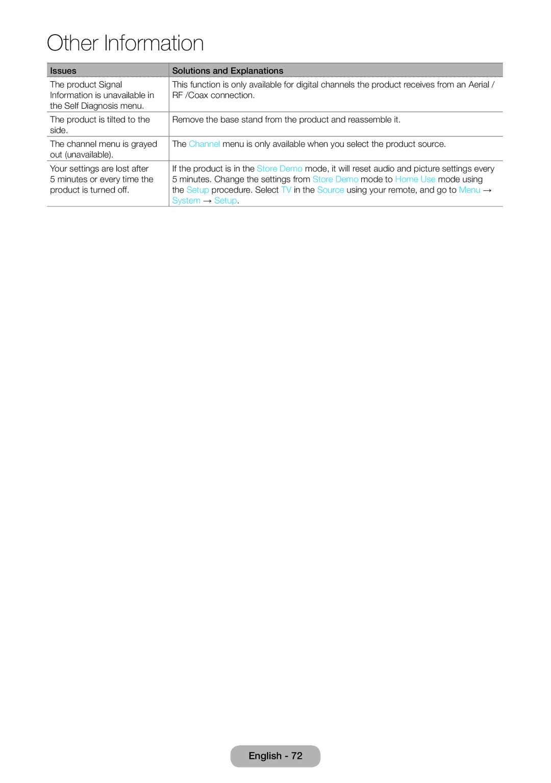 Samsung LT27D390EX/RU, LT24D391EX/RU, LT24D590EX/RU, LT27D590EX/RU, LT24D390EX/RU manual System → Setup 