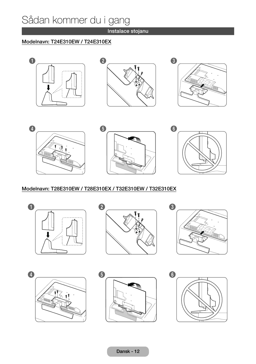 Samsung LT24E310EXQ/XE, LT32E310EXQ/XE, LT24E310EX/XE, LT28E310EX/XE, LT32E310EX/XE, LT28E310EXQ/XE manual Instalace stojanu 