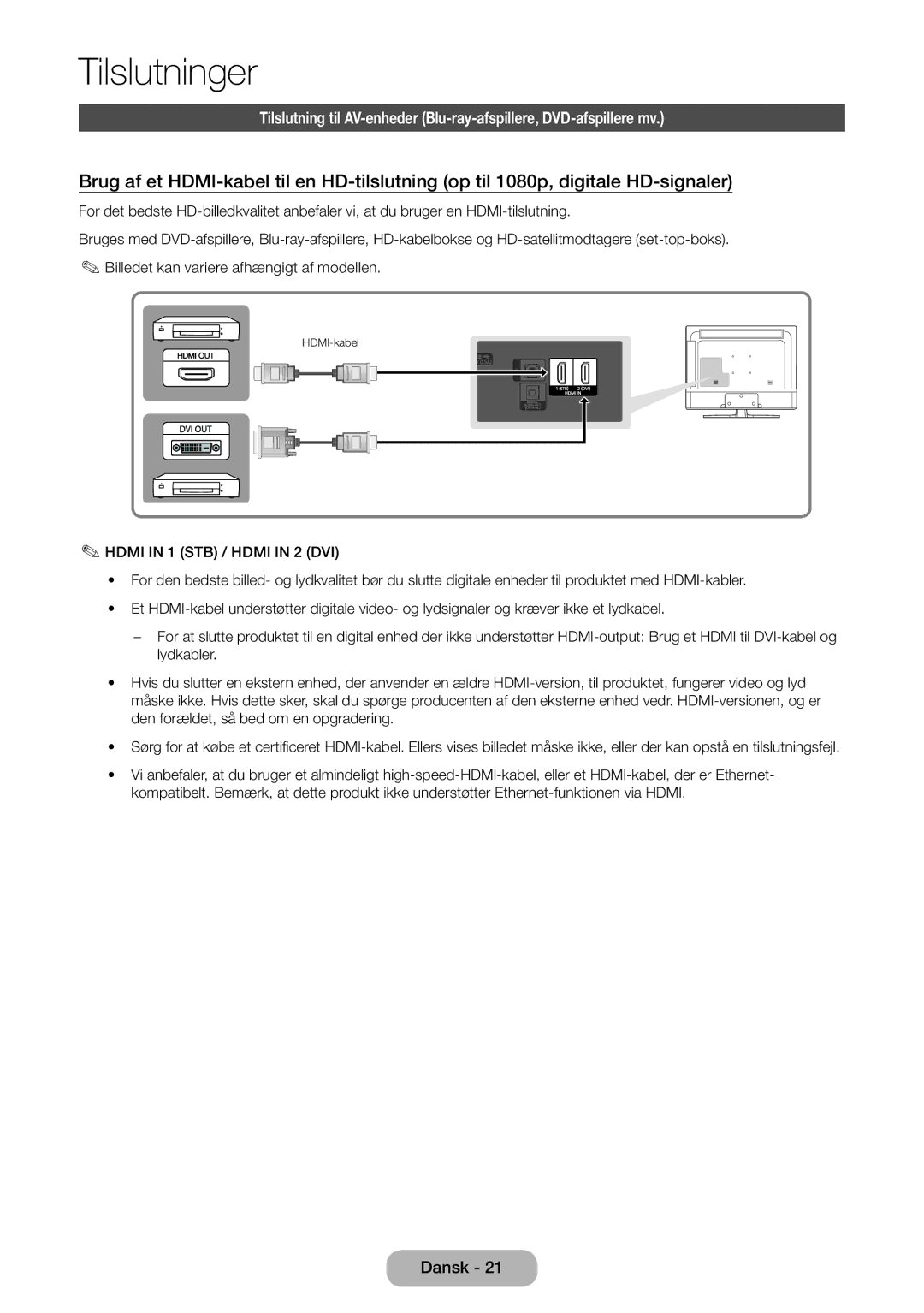 Samsung LT28E310EX/XE, LT24E310EXQ/XE, LT32E310EXQ/XE, LT24E310EX/XE, LT32E310EX/XE, LT28E310EXQ/XE manual Tilslutninger 