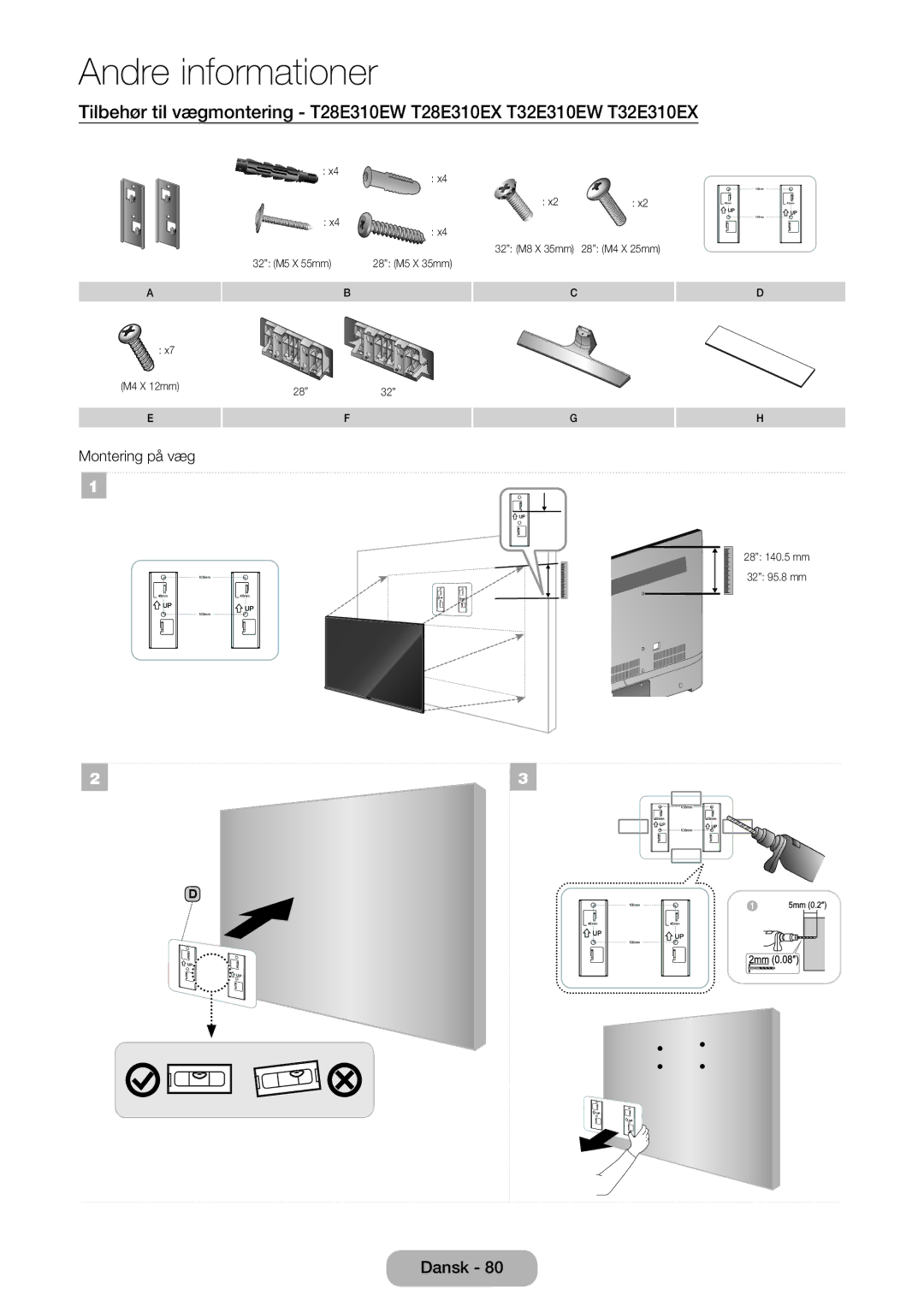 Samsung LT24E310EX/XE, LT24E310EXQ/XE, LT32E310EXQ/XE, LT28E310EX/XE, LT32E310EX/XE, LT28E310EXQ/XE manual M4 X 12mm 