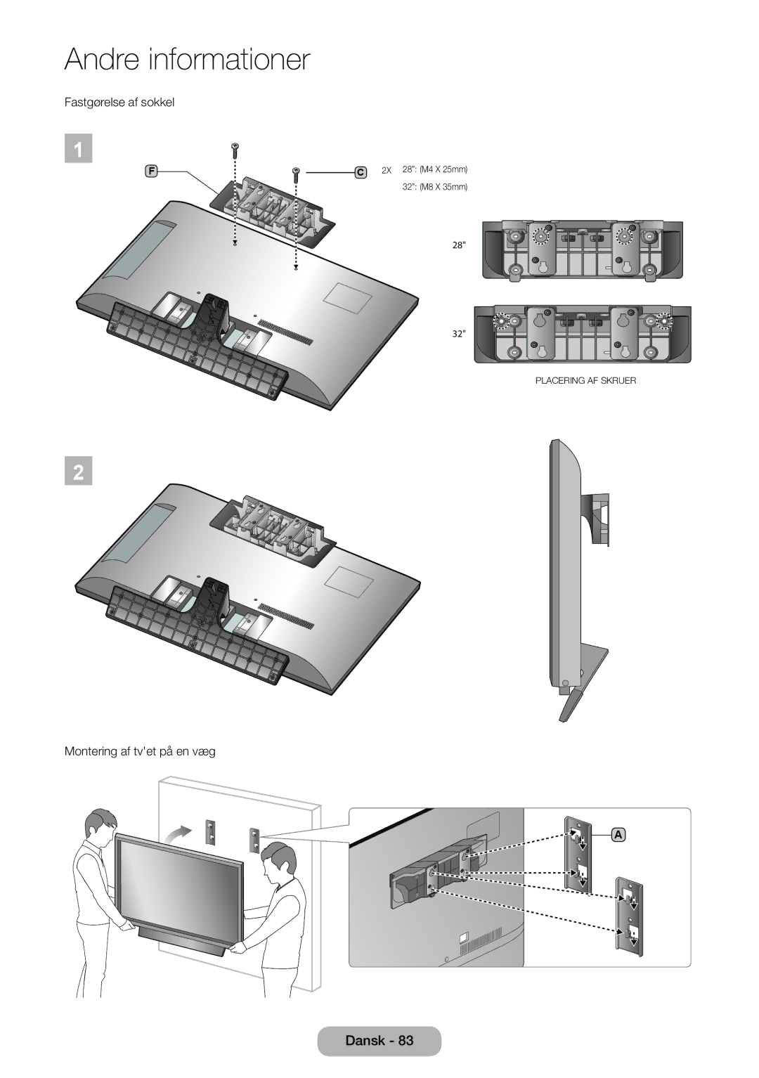 Samsung LT28E310EXQ/XE, LT24E310EXQ/XE, LT32E310EXQ/XE, LT24E310EX/XE, LT28E310EX/XE, LT32E310EX/XE manual 2X 28 M4 X 25mm 