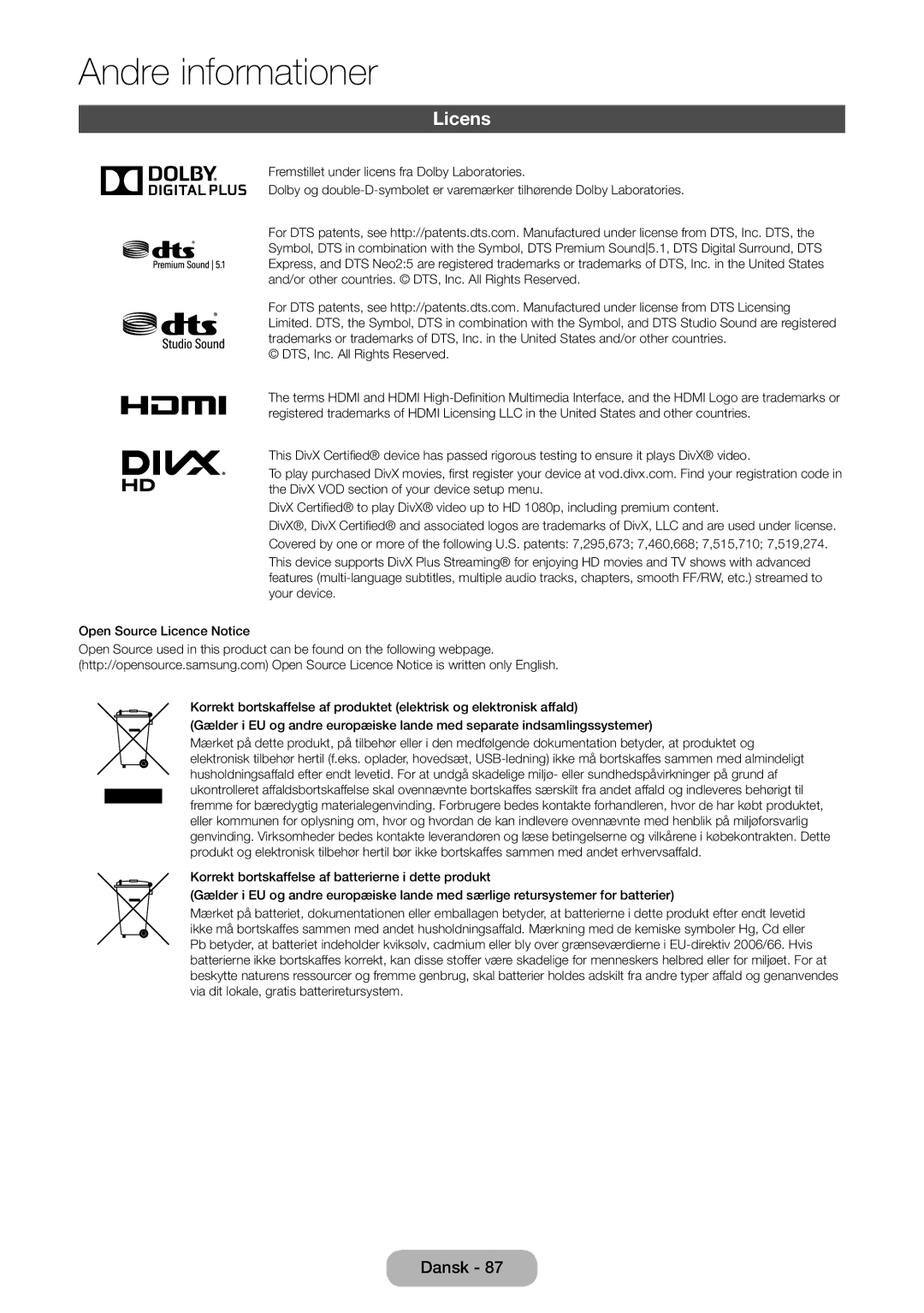 Samsung LT28E310EX/XE, LT24E310EXQ/XE, LT32E310EXQ/XE, LT24E310EX/XE, LT32E310EX/XE, LT28E310EXQ/XE manual Licens 