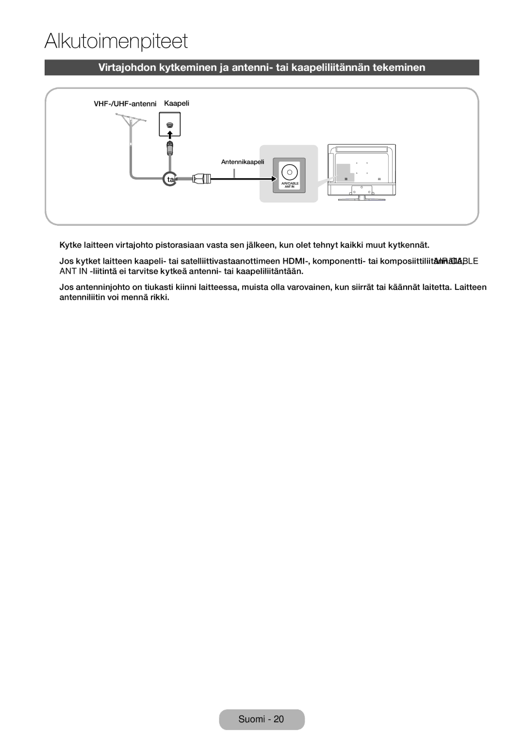 Samsung LT24E310EX/XE, LT24E310EXQ/XE, LT32E310EXQ/XE, LT28E310EX/XE, LT32E310EX/XE, LT28E310EXQ/XE VHF-/UHF-antenni Kaapeli 