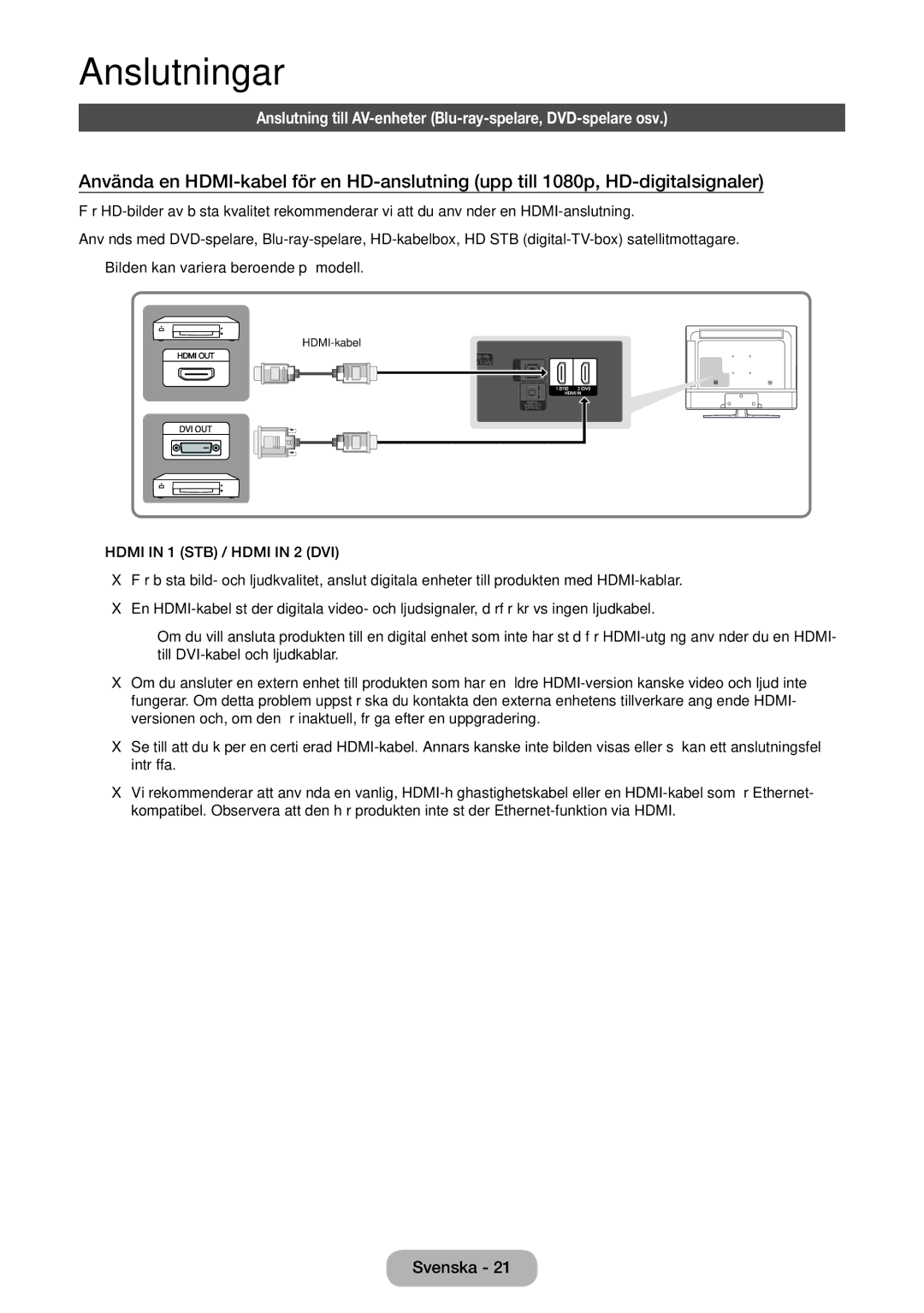 Samsung LT28E310EX/XE, LT24E310EXQ/XE, LT32E310EXQ/XE, LT24E310EX/XE, LT32E310EX/XE, LT28E310EXQ/XE manual Anslutningar 