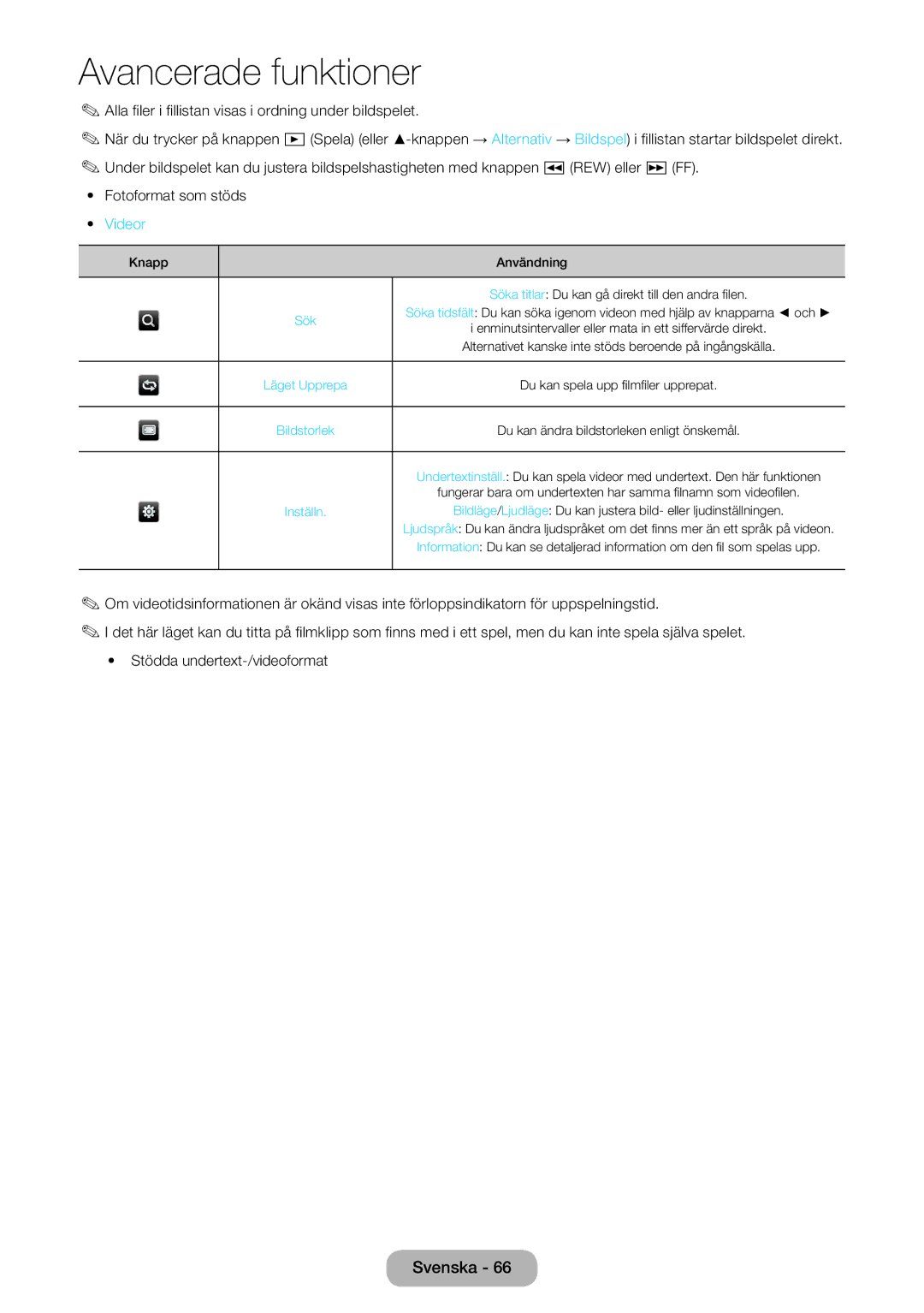 Samsung LT24E310EXQ/XE, LT32E310EXQ/XE, LT24E310EX/XE, LT28E310EX/XE, LT32E310EX/XE, LT28E310EXQ/XE manual Videor, Sök 