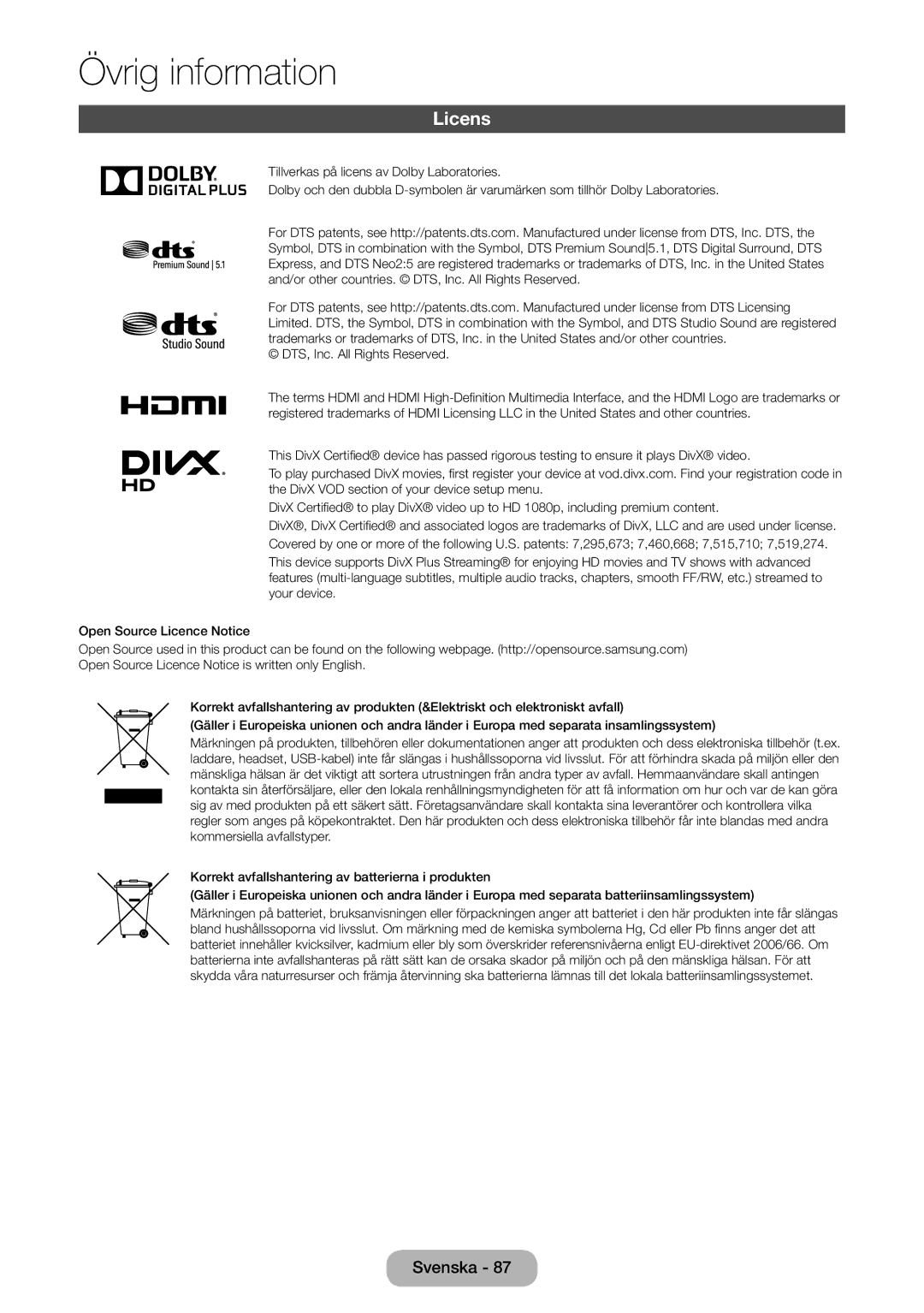 Samsung LT28E310EX/XE, LT24E310EXQ/XE, LT32E310EXQ/XE, LT24E310EX/XE, LT32E310EX/XE, LT28E310EXQ/XE manual Licens 