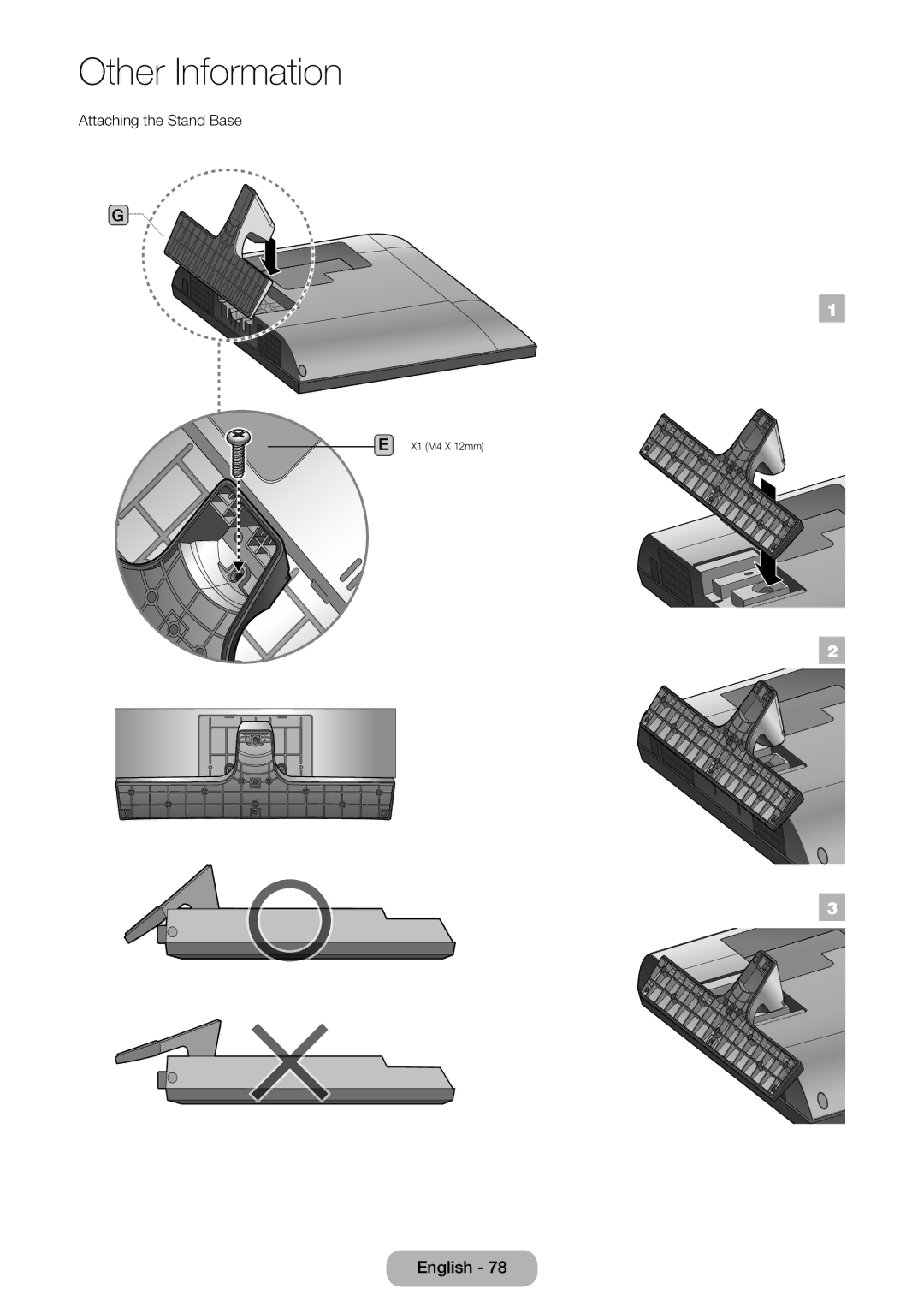 Samsung LT24E310EX/RU, LT24E310EXQ/XE, LT32E310EXQ/XE, LT24E310EX/XE, LT28E310EX/XE, LT32E310EX/XE Attaching the Stand Base 