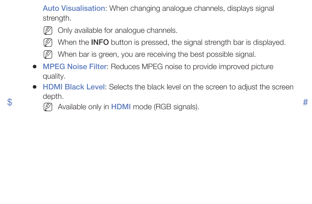 Samsung LT24E310EX/XE, LT24E310EXQ/XE, LT32E310EXQ/XE, LT28E310EX/XE manual Depth NN Available only in Hdmi mode RGB signals 