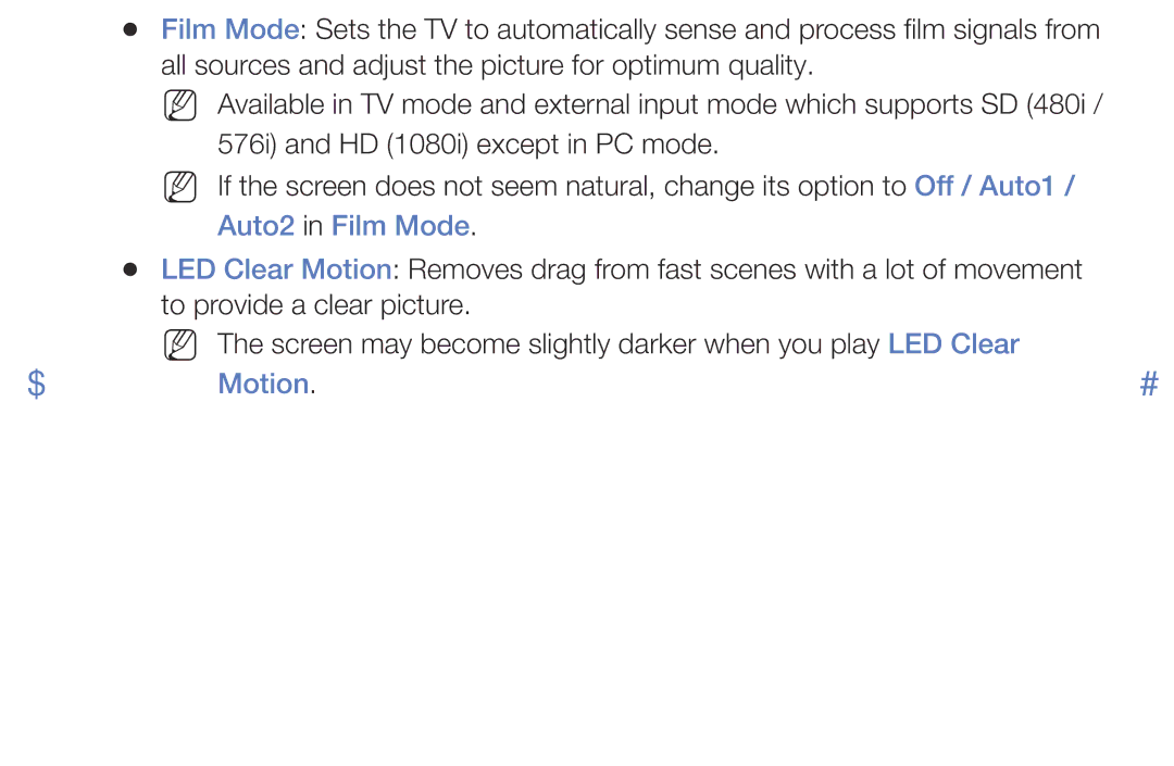Samsung LT28E310EX/XE, LT24E310EXQ/XE, LT32E310EXQ/XE, LT24E310EX/XE, LT32E310EX/XE, LT28E310EXQ/XE Auto2 in Film Mode, Motion 
