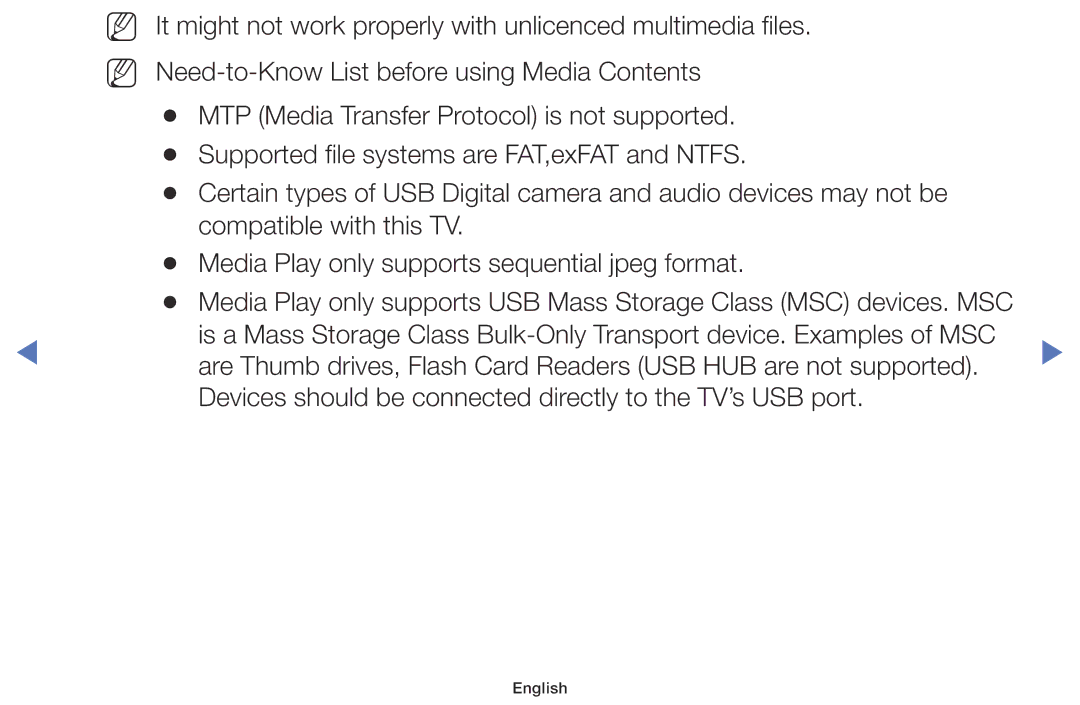 Samsung LT28E310EX/RU, LT24E310EXQ/XE, LT32E310EXQ/XE manual Devices should be connected directly to the TV’s USB port 