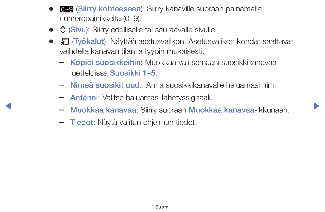 Samsung LT32E310EXQ/XE, LT24E310EXQ/XE, LT24E310EX/XE, LT28E310EX/XE Muokkaa kanavaa Siirry suoraan Muokkaa kanavaa-ikkunaan 