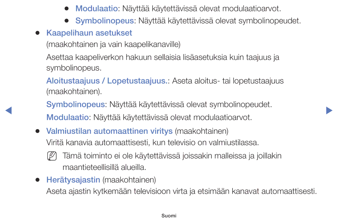 Samsung LT24E310EXQ/XE Kaapelihaun asetukset, Valmiustilan automaattinen viritys maakohtainen, Herätysajastin maakohtainen 