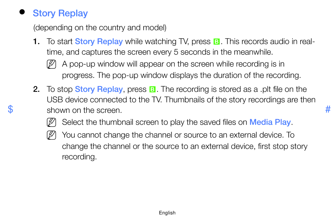 Samsung LT24E310MA/CH manual Story Replay 