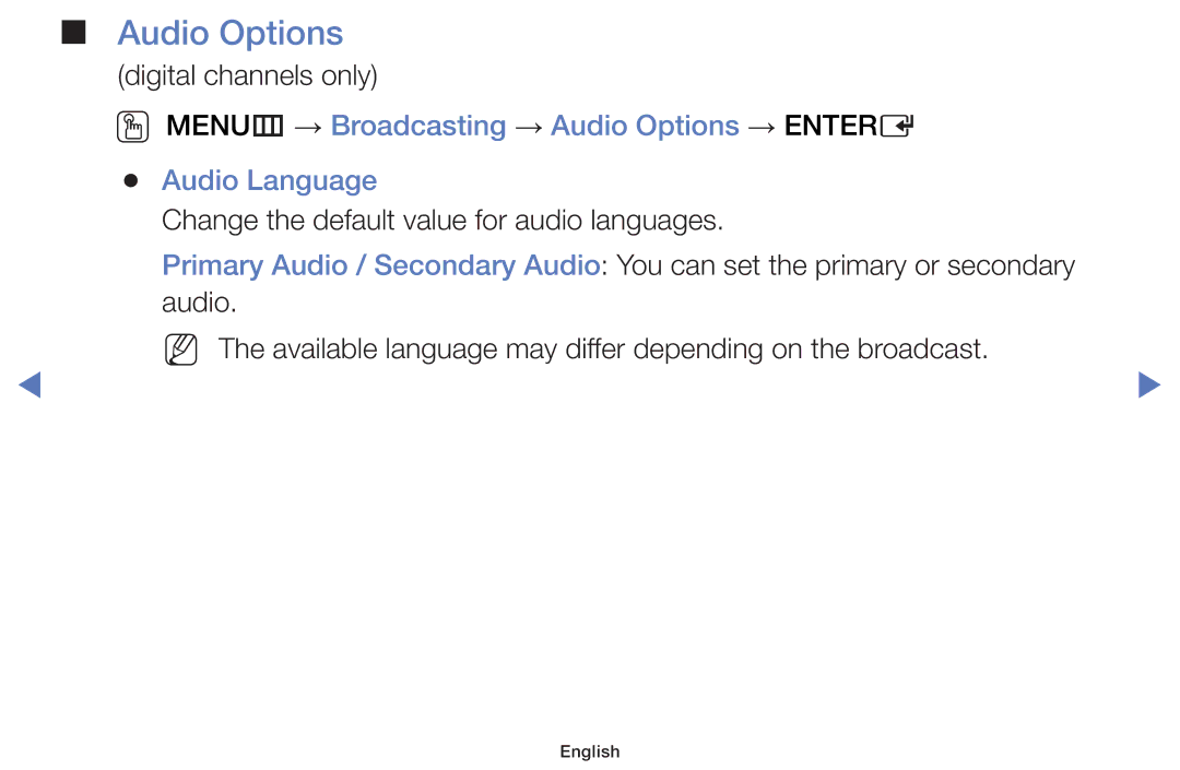 Samsung LT24E310MWT/KZ manual Audio Options 