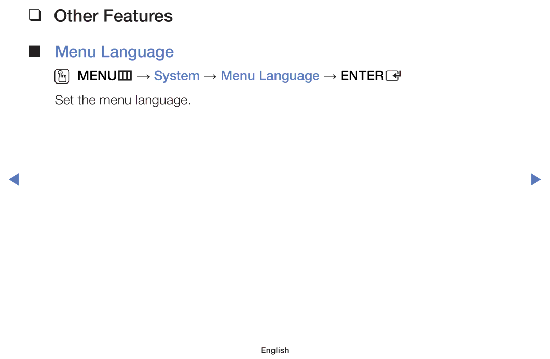 Samsung LT24E310MWT/KZ manual OO MENUm → System → Menu Language → Entere 