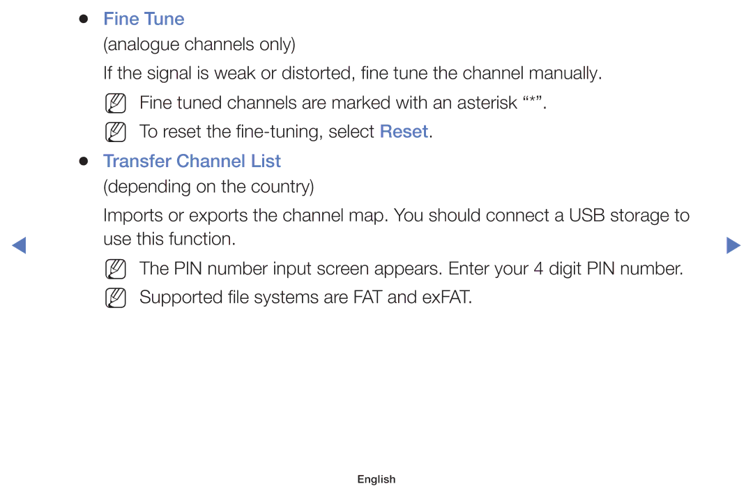 Samsung LT24E310MW/ZR manual Fine Tune, Transfer Channel List 