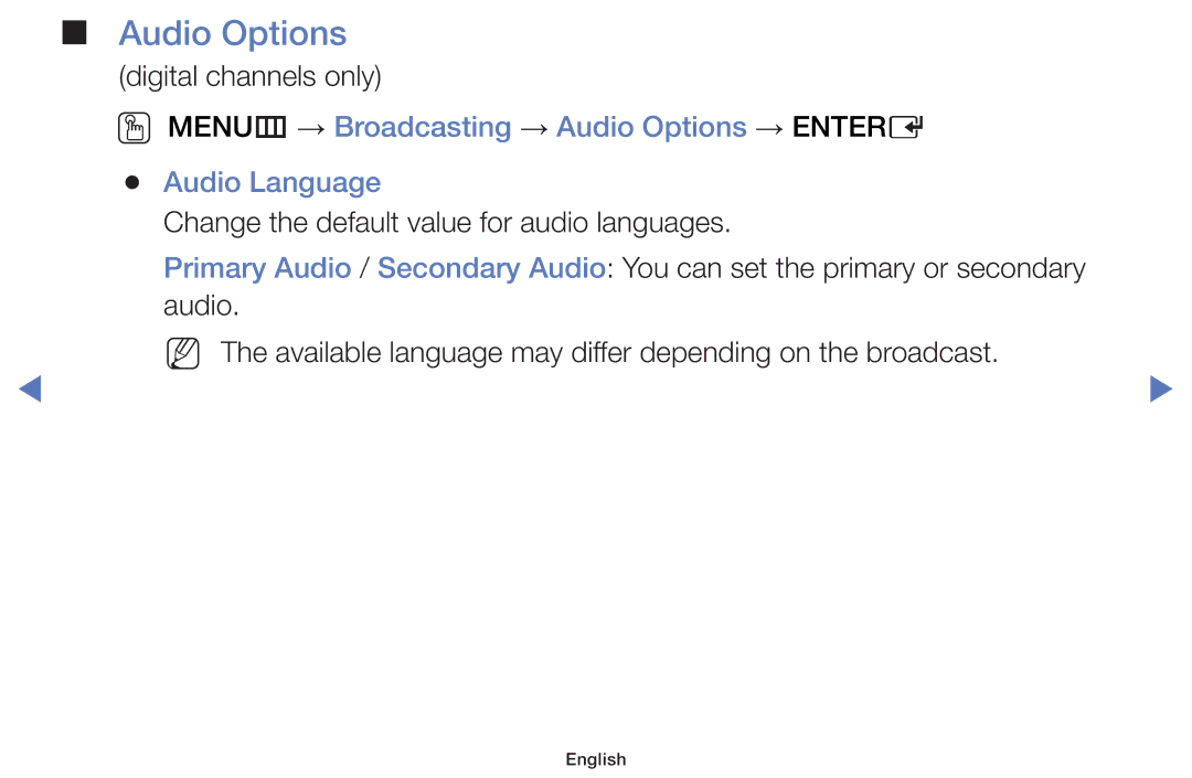 Samsung LT24E310MW/ZR manual Audio Options 