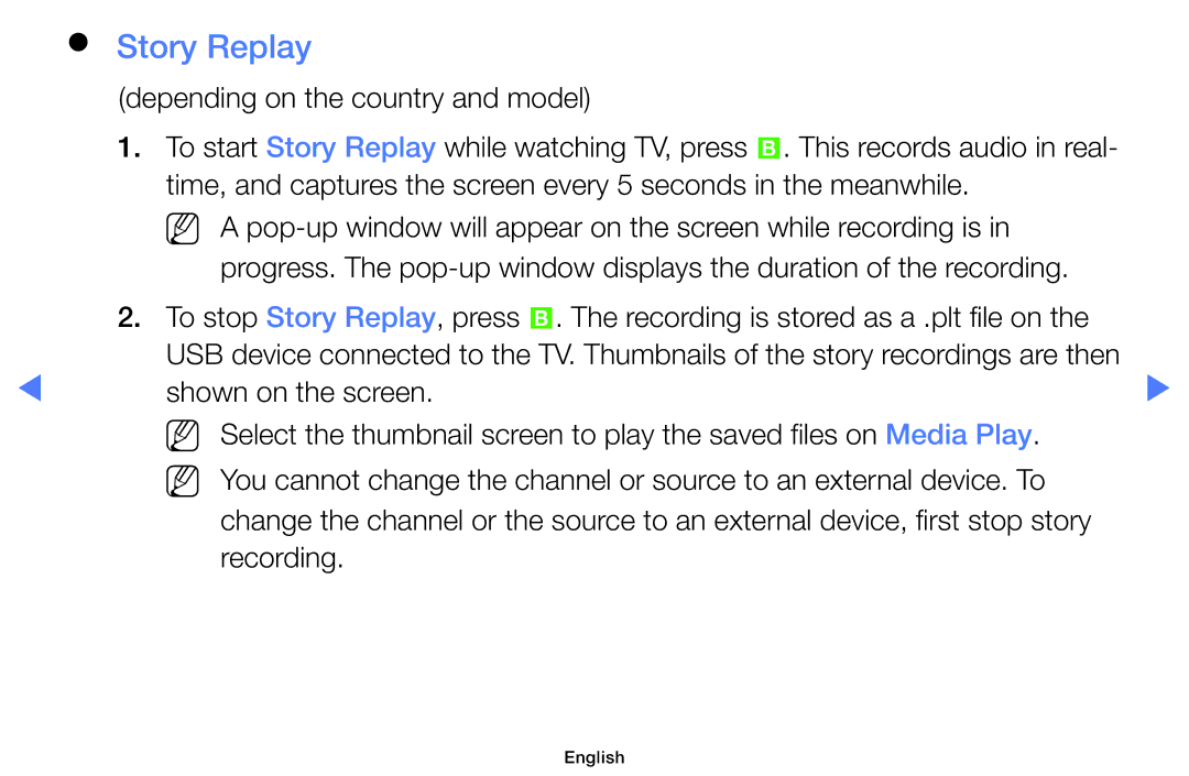 Samsung LT24E310MW/ZR manual Story Replay 