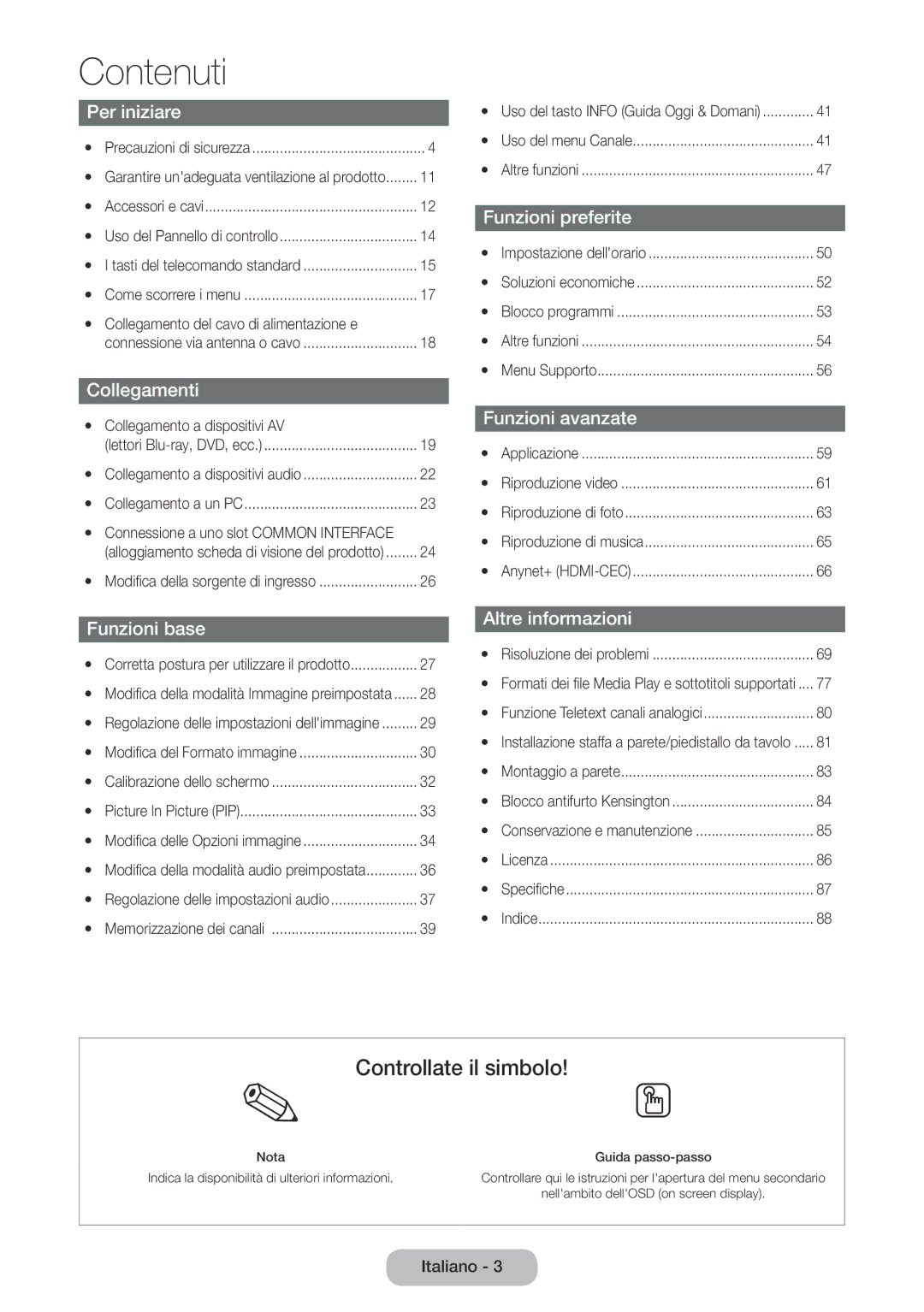 Samsung LT24E390EW/EN, LT22E390EX/EN, LT24E390EX/EN manual Contenuti 