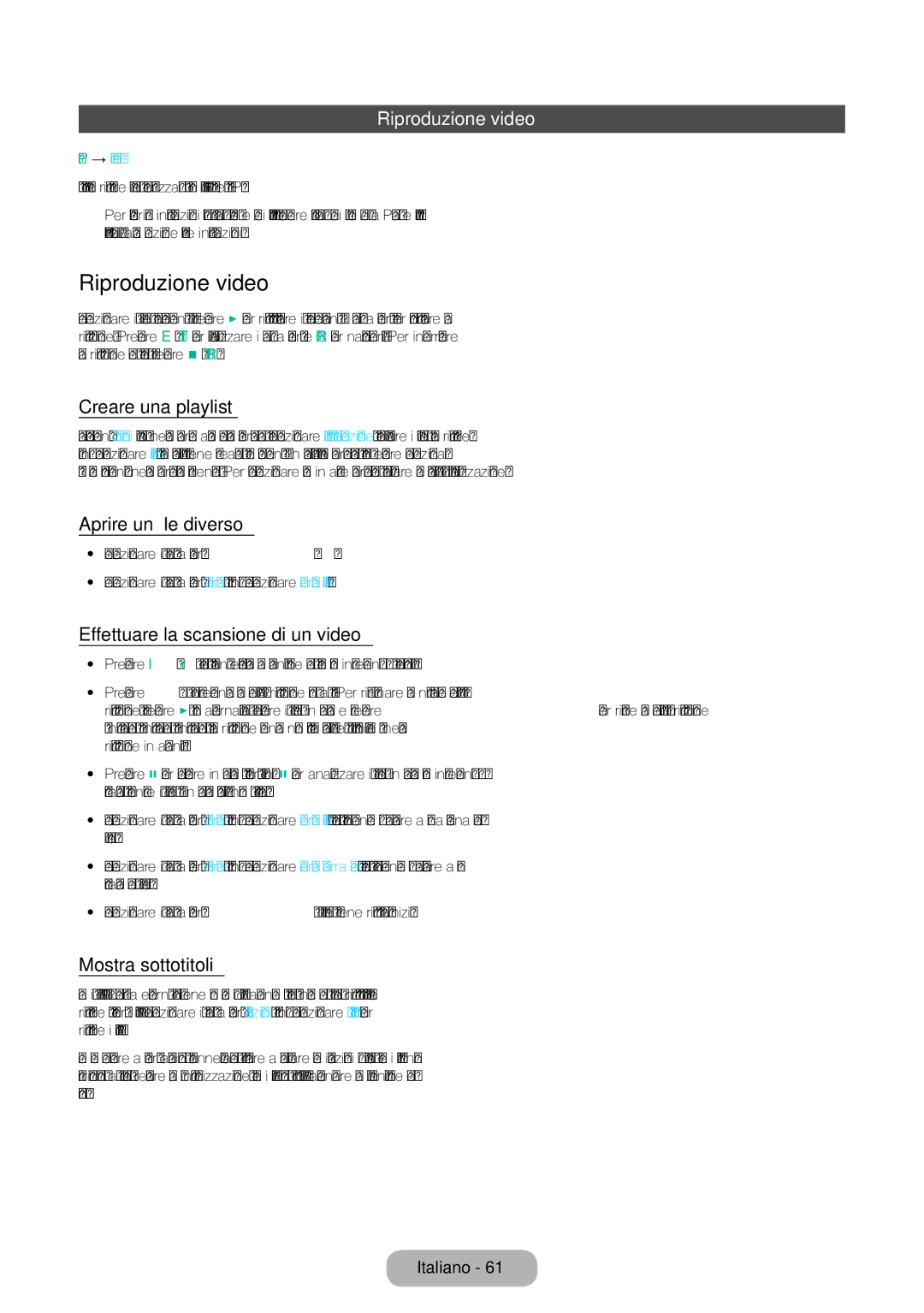 Samsung LT22E390EX/EN, LT24E390EW/EN, LT24E390EX/EN manual Riproduzione video 