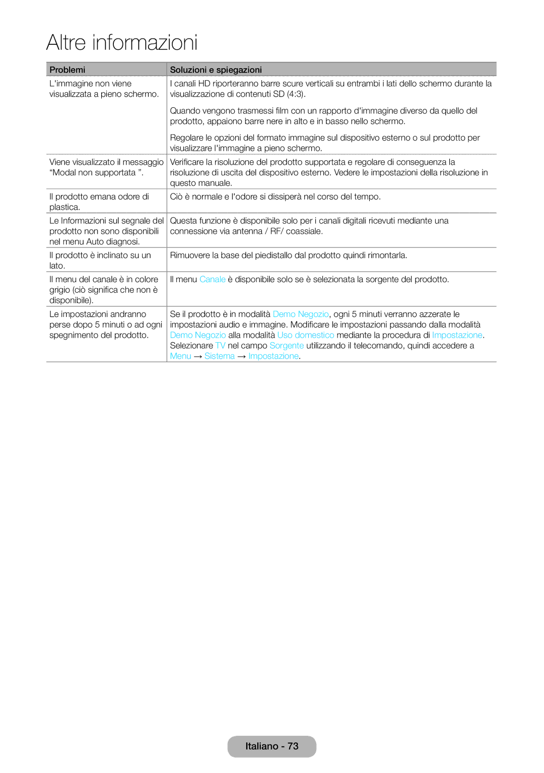 Samsung LT22E390EX/EN, LT24E390EW/EN, LT24E390EX/EN manual Menu → Sistema → Impostazione 