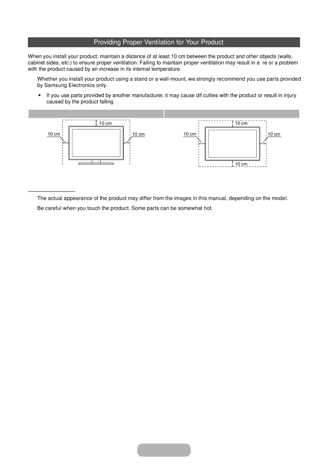 Samsung LT24E390EX/RU manual Providing Proper Ventilation for Your Product, Other Warnings 