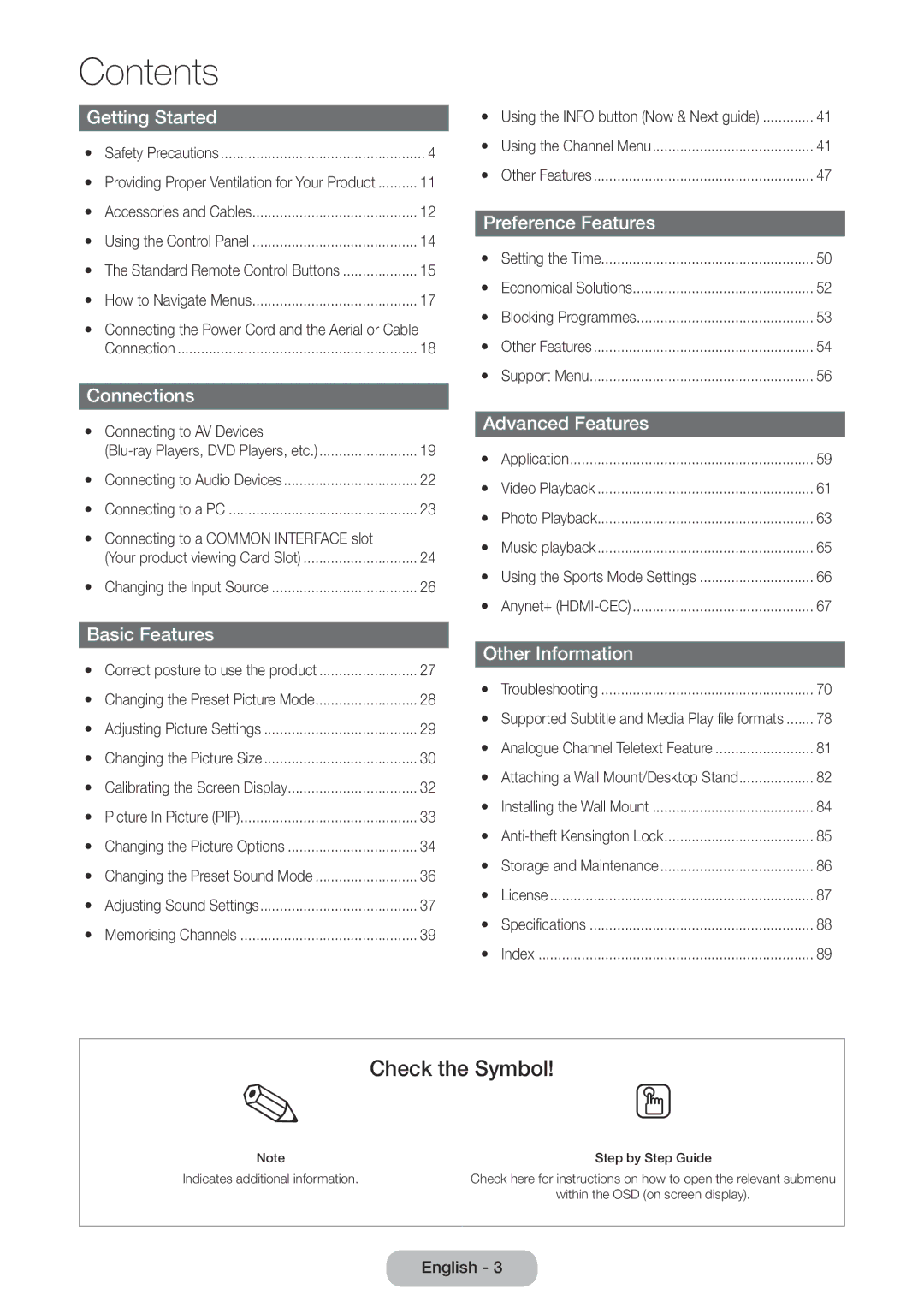 Samsung LT24E390EX/RU manual Contents 