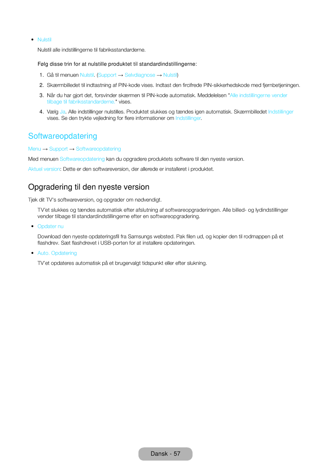 Samsung LT22E390EX/XE, LT24E390EX/XE manual Softwareopdatering, Opgradering til den nyeste version 