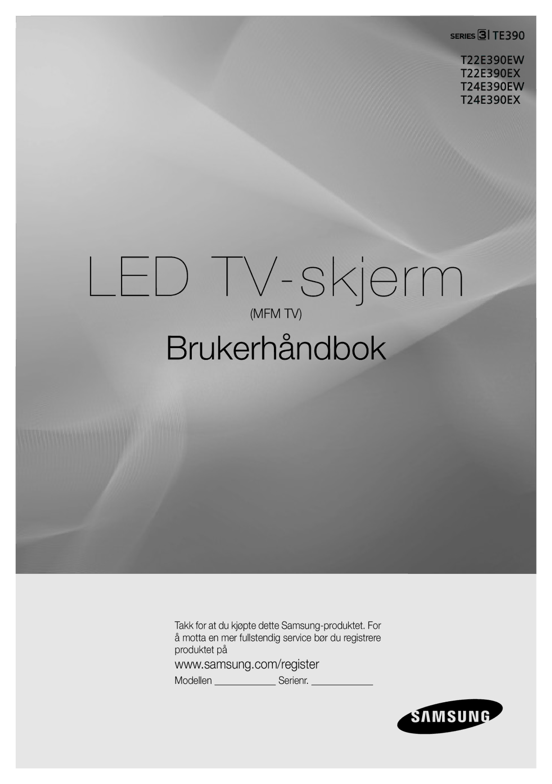 Samsung LT22E390EX/XE, LT24E390EX/XE manual LED tv-skærm 