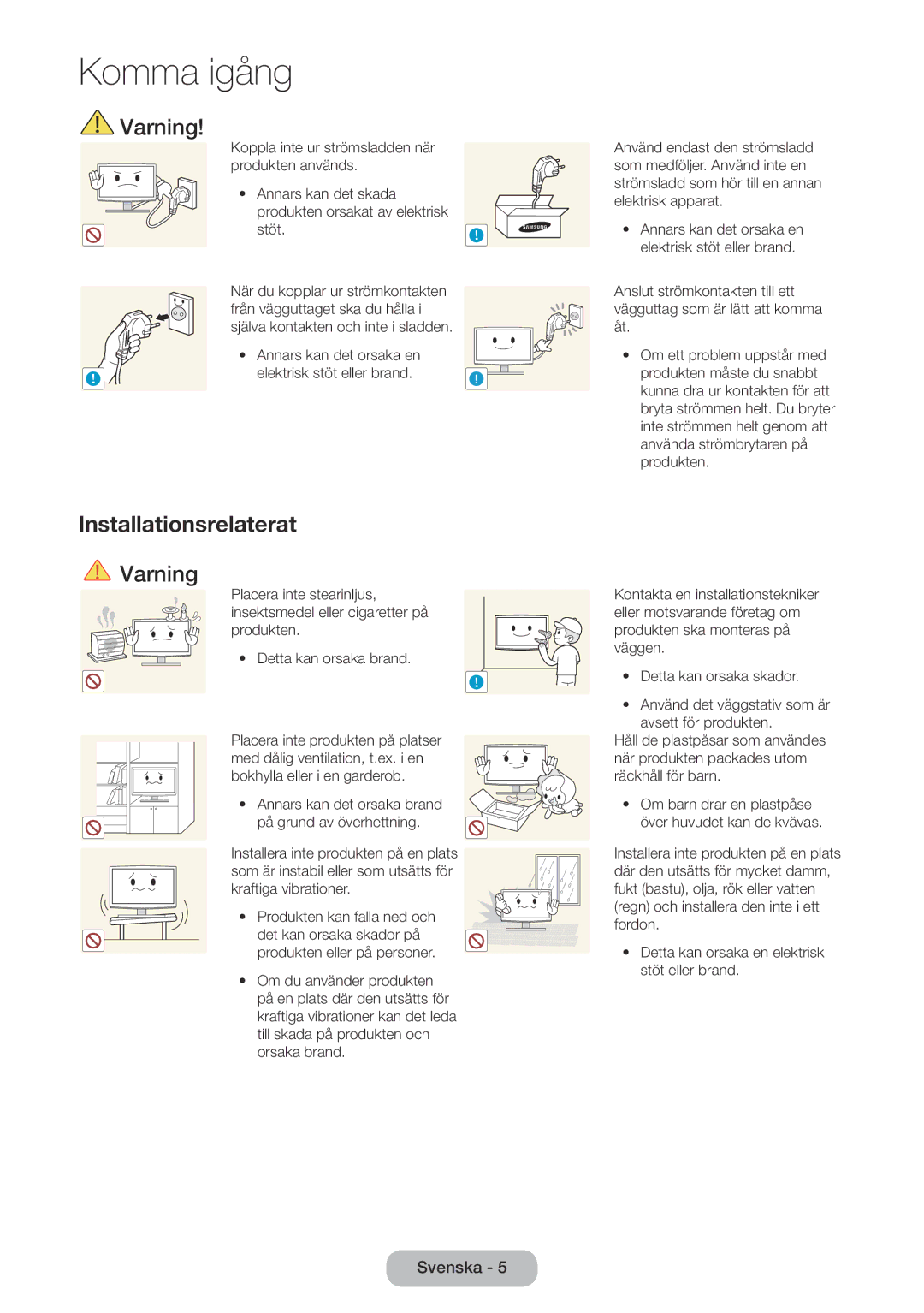 Samsung LT22E390EX/XE, LT24E390EX/XE manual Installationsrelaterat 