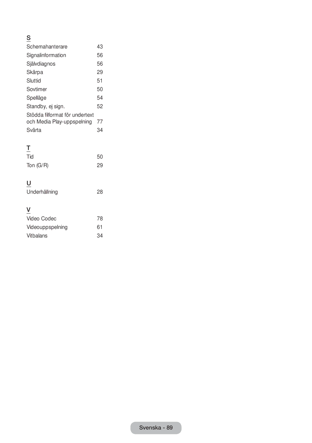 Samsung LT22E390EX/XE, LT24E390EX/XE manual Stödda filformat för undertext Och Media Play-uppspelning 