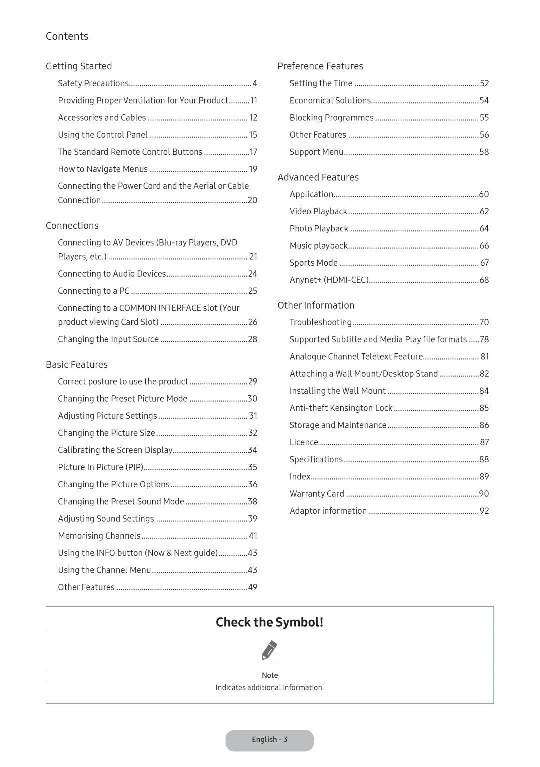 Samsung LT24E390EX/XE manual Check the Symbol 