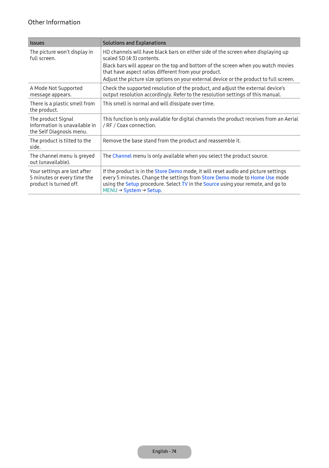 Samsung LT24E390EX/XE manual That have aspect ratios different from your product, Menu → System → Setup 