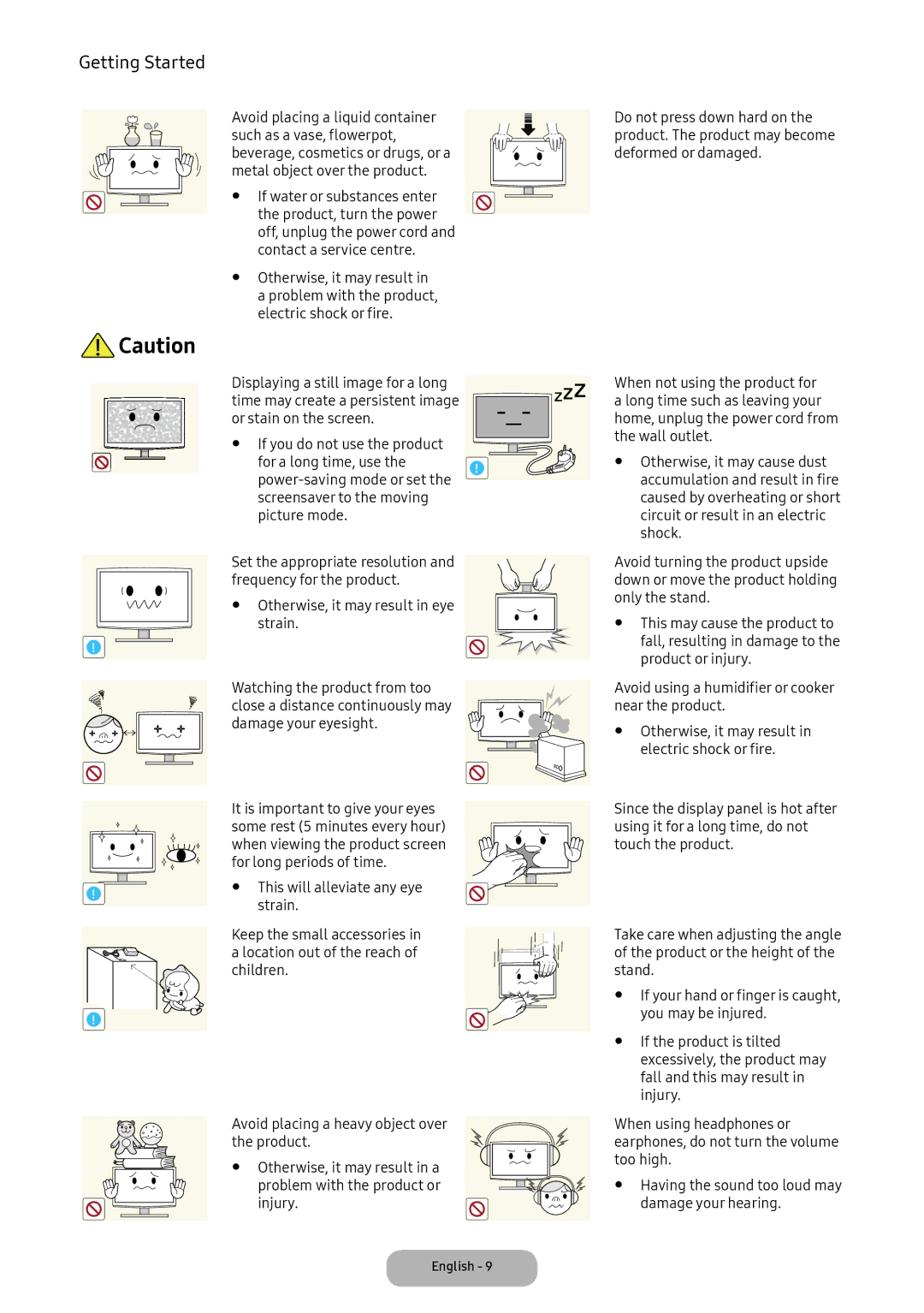 Samsung LT24E390EX/XE You may be injured, If the product is tilted, Excessively, the product may, Fall and this may result 