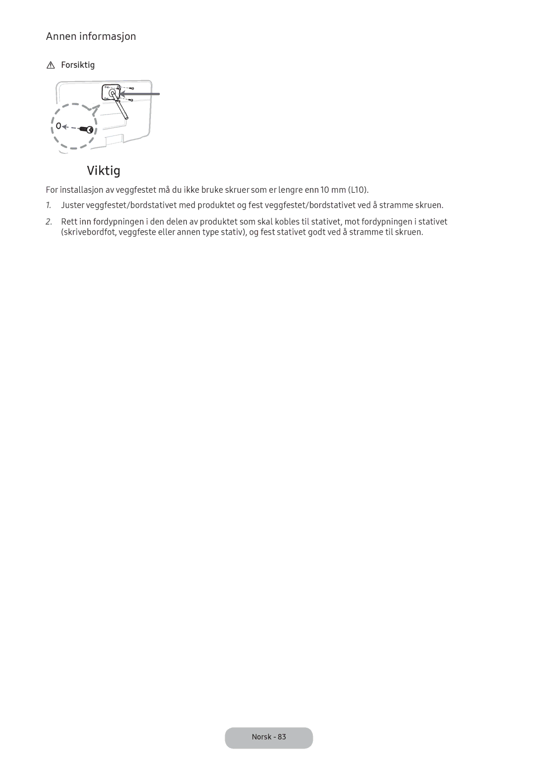 Samsung LT24E390EX/XE manual Viktig 