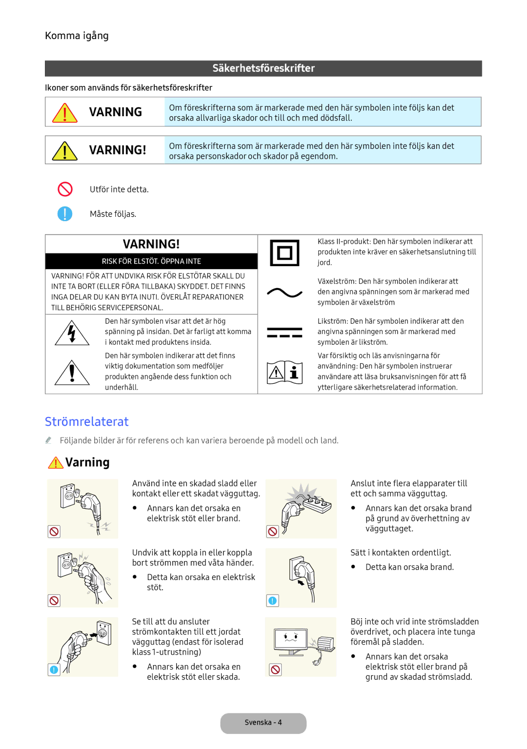 Samsung LT24E390EX/XE manual Strömrelaterat 