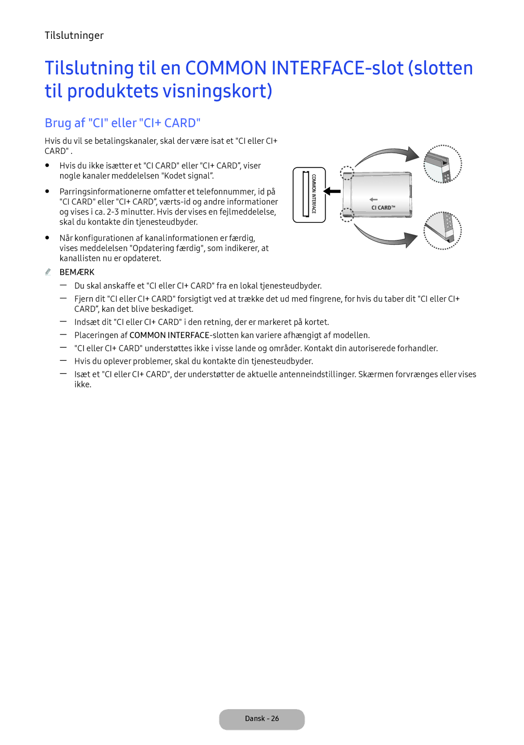 Samsung LT24E390EX/XE manual Brug af CI eller CI+ Card 