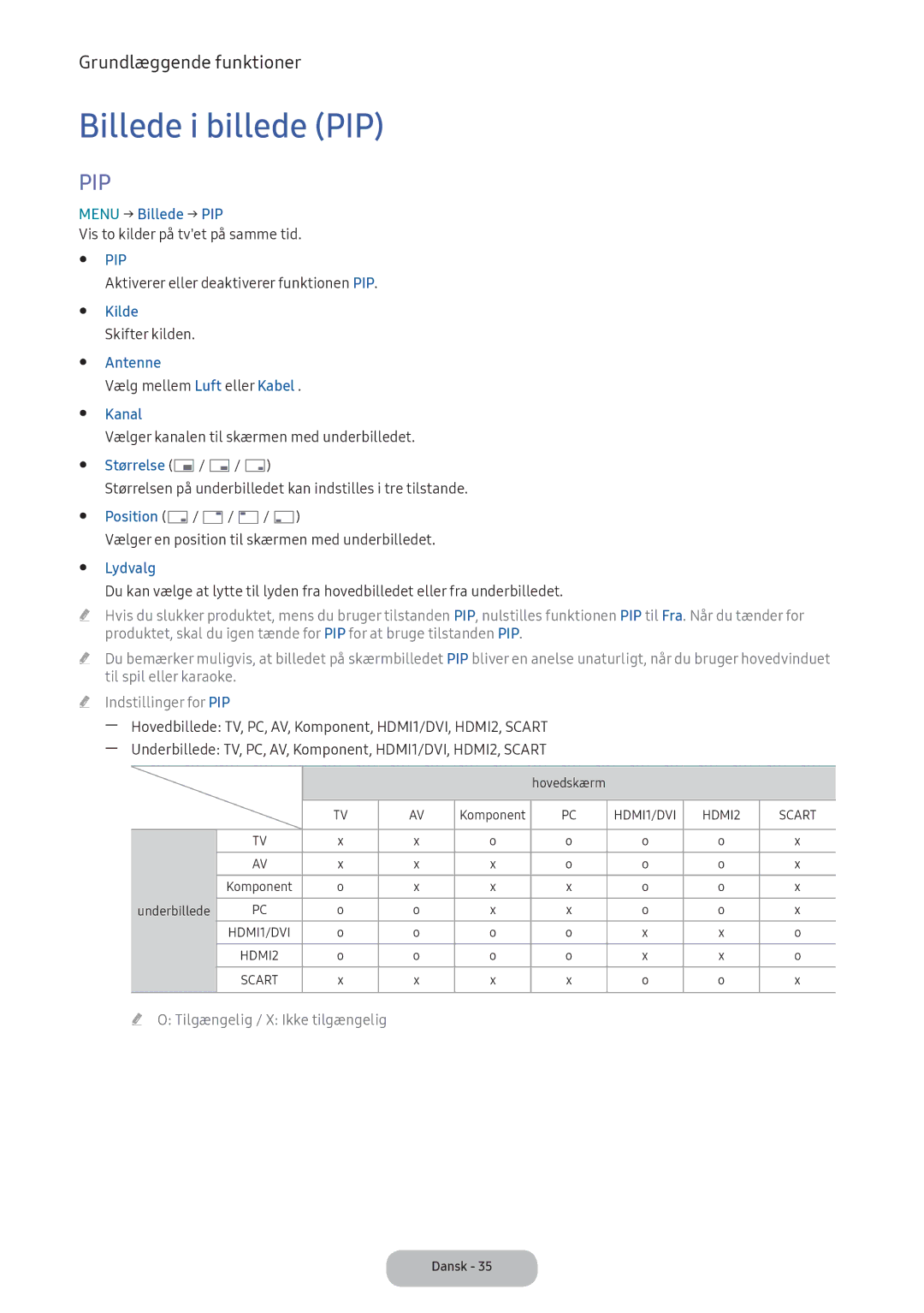 Samsung LT24E390EX/XE manual Billede i billede PIP 