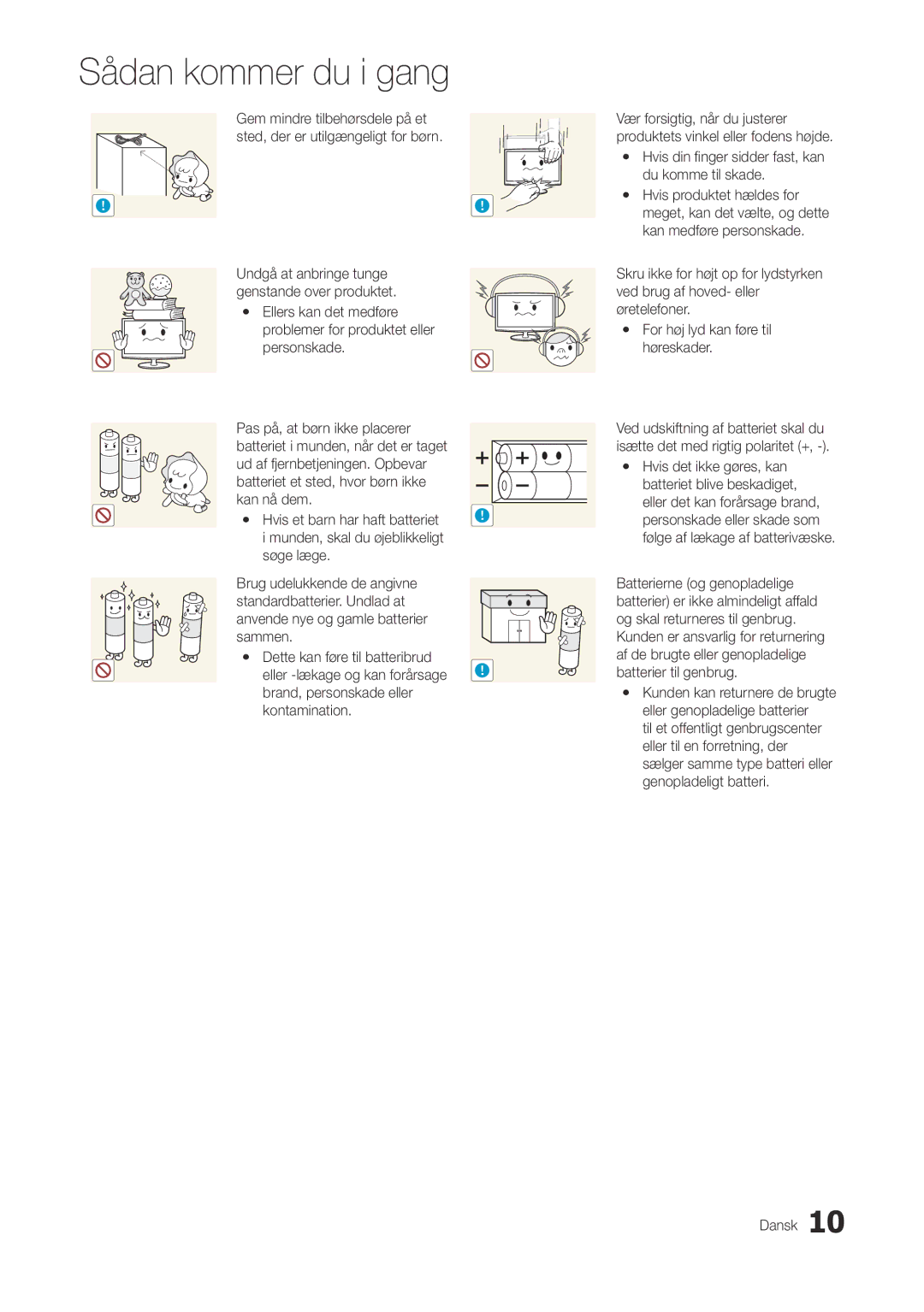 Samsung LT27A300EW/XE, LT22A300EW/XE manual Yy Hvis din finger sidder fast, kan du komme til skade 