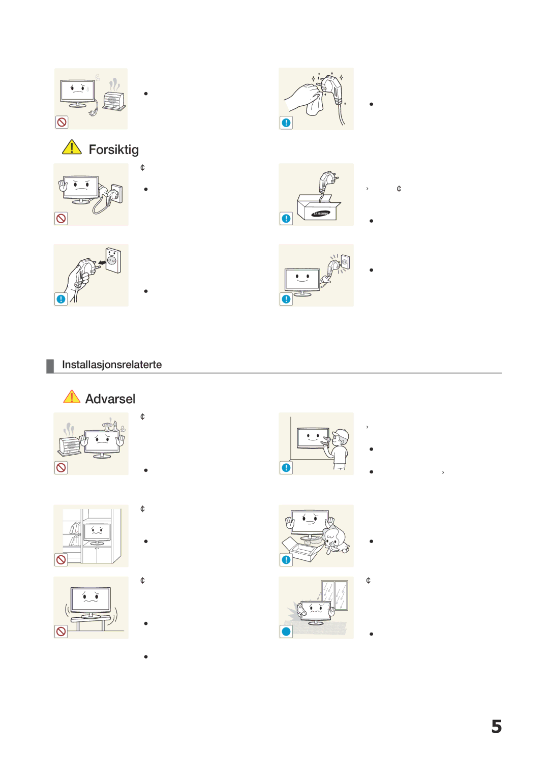 Samsung LT22A300EW/XE, LT27A300EW/XE manual Installasjonsrelaterte, Ellers kan det medføre brannfare 