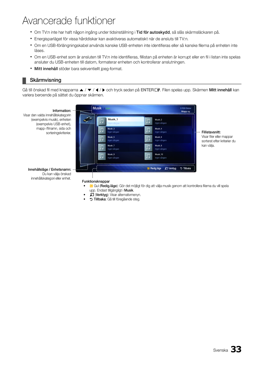 Samsung LT22A300EW/XE, LT27A300EW/XE manual Skärmvisning 