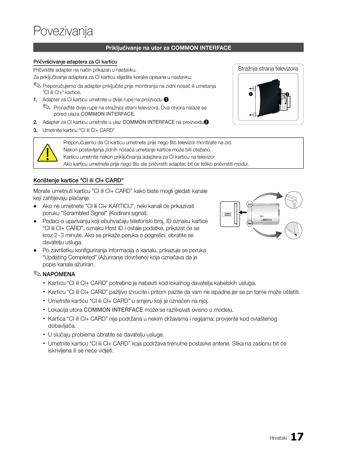 Samsung LT23A750EX/EN, LT27A750EX/EN manual Priključivanje na utor za Common Interface, Pored ulaza Common Interface 