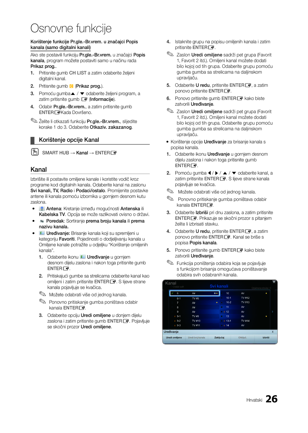 Samsung LT27A950EX/EN, LT27A750EX/EN, LT23A750EX/EN, LT27B750EW/EN manual Korištenje opcije Kanal 