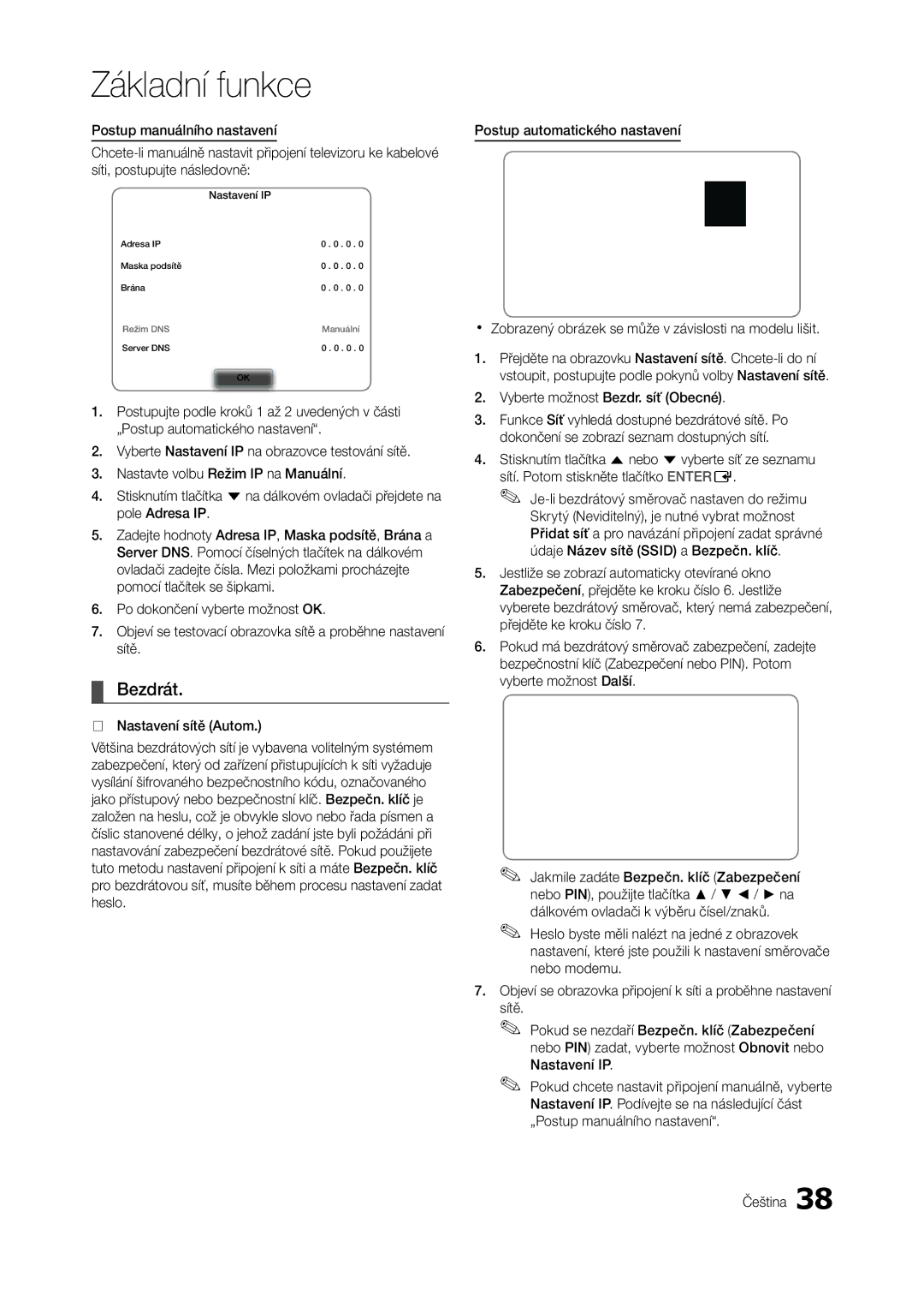 Samsung LT27A950EX/EN manual Bezdrát, Nastavení sítě Autom, Xx Zobrazený obrázek se může v závislosti na modelu lišit 