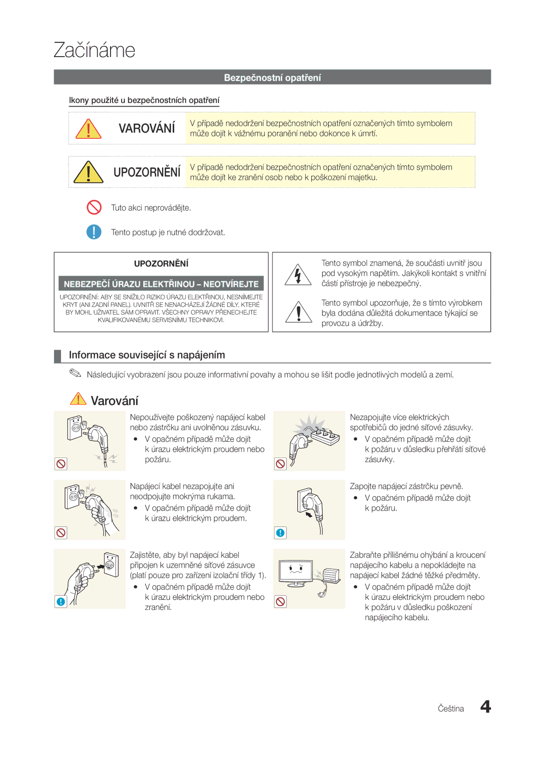 Samsung LT27A750EX/EN, LT27A750EXL/EN, LT27A950EXL/EN manual Informace související s napájením, Bezpečnostní opatření 