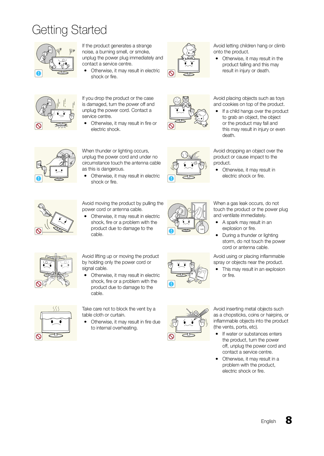 Samsung LT27B750EW/EN manual Yy Otherwise, it may result in fire or electric shock, Explosion or fire, Vents, ports, etc 