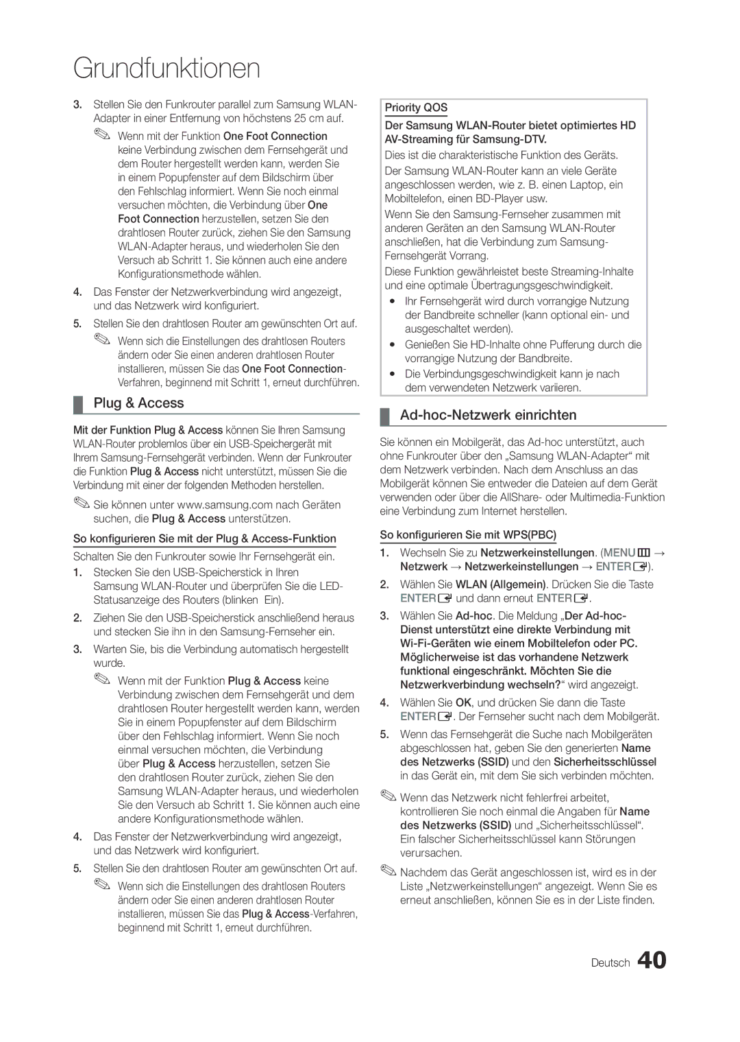 Samsung LT27B750EWV/EN, LT27A950EX/CI manual Plug & Access, Ad-hoc-Netzwerk einrichten, So konfigurieren Sie mit Wpspbc 