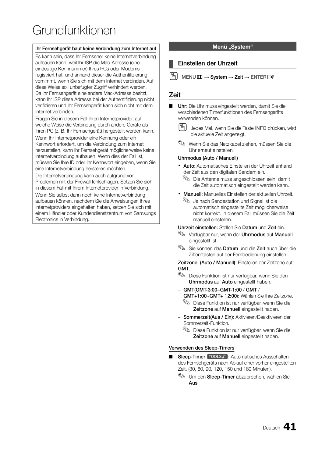 Samsung LT27A750EX/EN, LT27A950EX/CI, LT27A750EXL/EN, LT27A950EXL/EN manual Zeit, Einstellen der Uhrzeit, Menü „System 