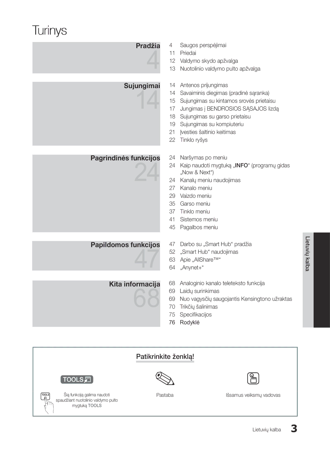 Samsung LT27B750EW/EN, LT27A950EXL/EN manual Patikrinkite ženklą, Nuo vagysčių saugojantis Kensingtono užraktas, Pastaba 