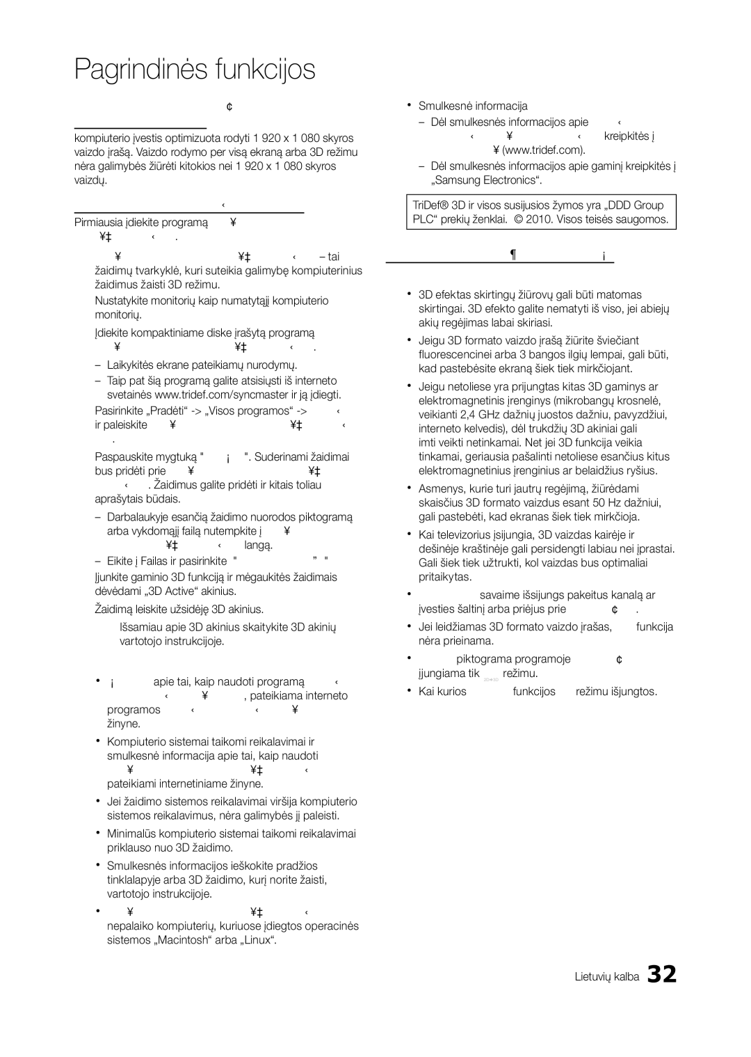 Samsung LT27A950EXL/EN, LT27A750EX/EN, LT27A950EX/EN, LT27B750EW/EN manual Atsargumo priemonės žiūrint 3D vaizdo įrašą 